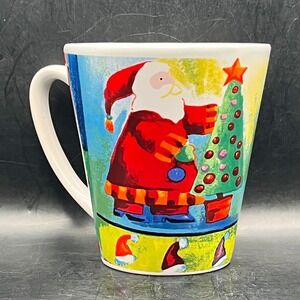 Christmas Stoneware Mug Santa Snowman Tree‎ Multicolor Holiday Festive 10 oz